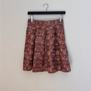 Anthropologie Maeve Floral Brocade Metallic Mini Skirt 24-26W Lurex Pleated Line